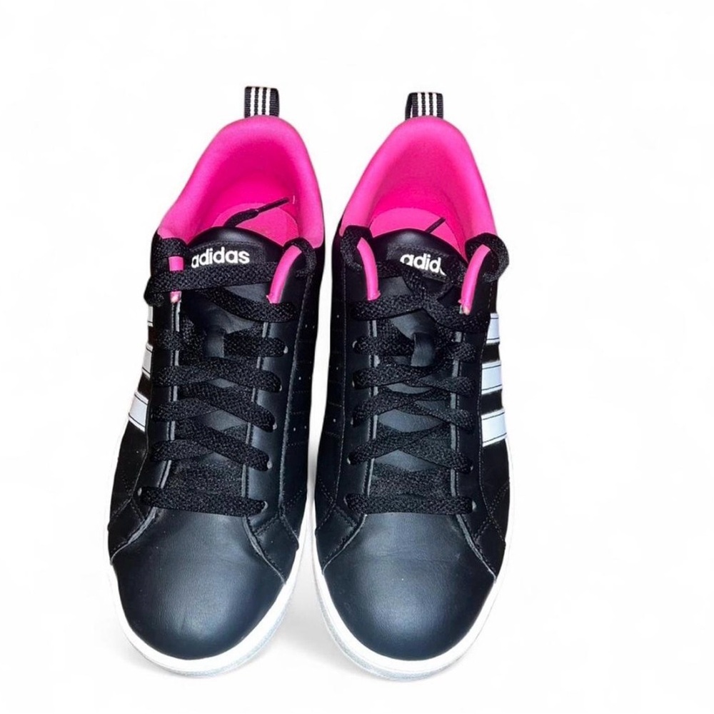 Adidas Women's Black Sneakers with Pink Highlights